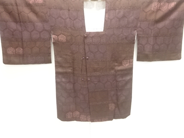 JAPANESE KIMONO / MICHIYUKI COAT / WOVEN TORTOISESHELL / FLOWER PATTER